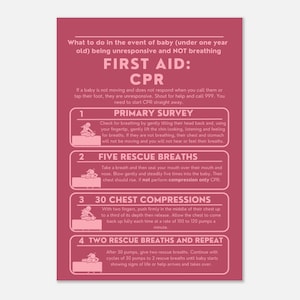 CPR: Baby Erste Hilfe Illustration, Sicherheitsposter, Sicherheit Poster, Geschenk zur Geburt, Babyparty Dekoration, Geschenk zur Geburt, Babyparty Geschenk
