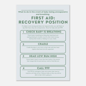 Recovery Position: Baby First Aid Pastel Print, Nursery Wall Art, Newborn Safety Print, Baby Shower Gift, Safety Poster, First Aid Art