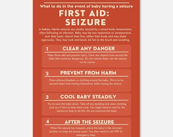Baby Seizure First Aid Print: Nursery Safety Poster