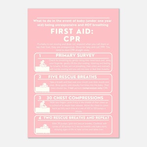 CPR: Baby First Aid Pastel Print, Safety Poster, Nursery Wall Decor, Parenting Guide, Newborn Gift, First Aid Illustration, Baby Shower Gift