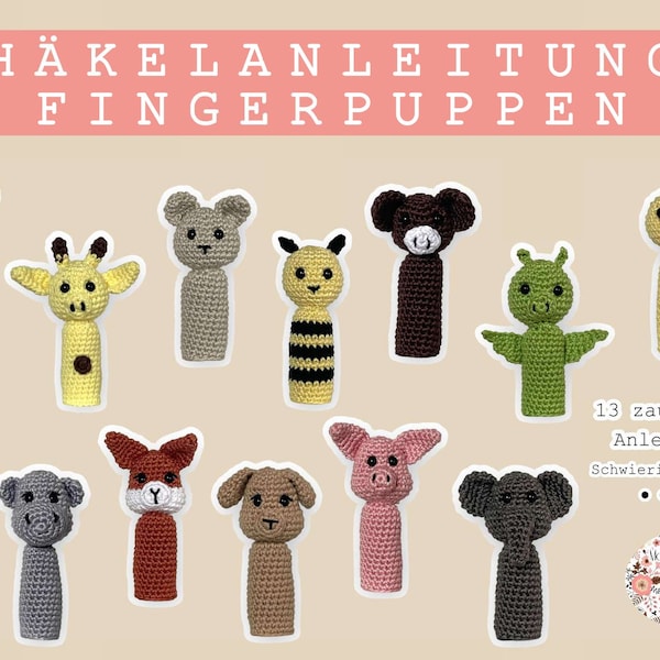 NEW - Finger puppets - Crochet instructions for these 13 magical finger puppets