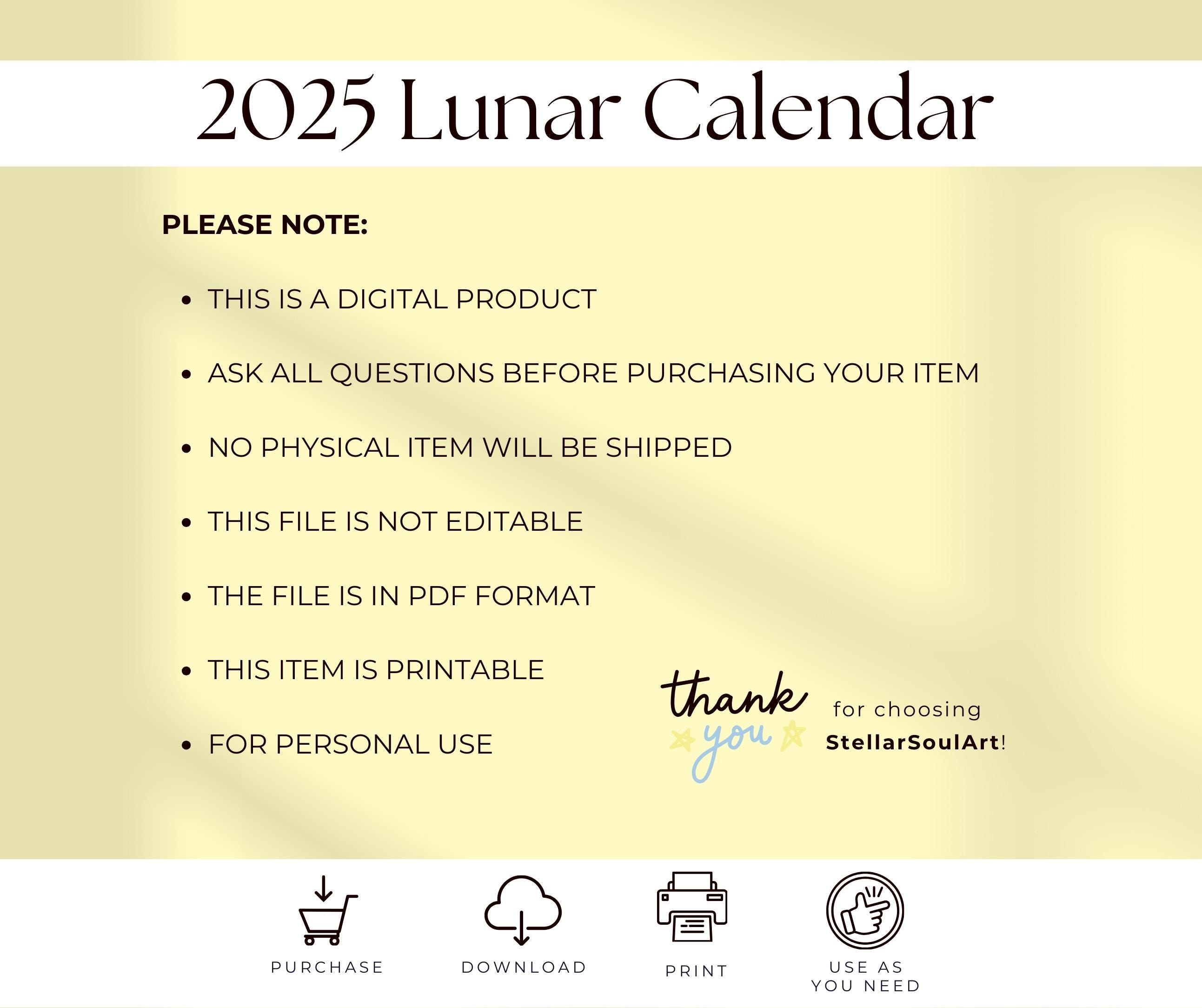 2025 Lunar Calendar – Daily Moon Phases - Zodiac Signs | Modern ...