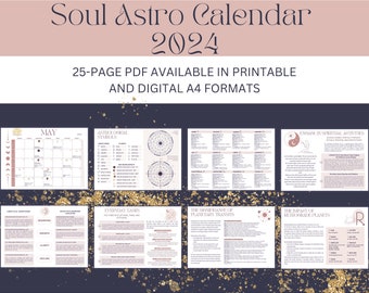 2024 Astrology Calendar for Spiritual and Daily Activities: Zodiac Signs, Moon Phases, Planetary Ingresses, Retrogrades - PDF Calendar