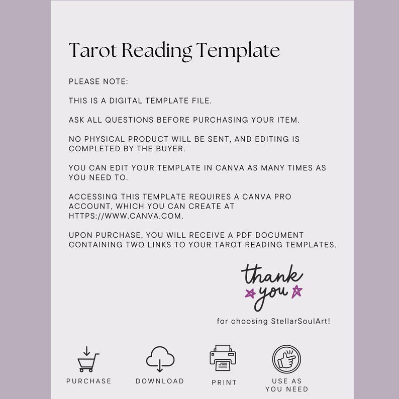 Editable Tarot
Tarot Reader Templates
Tarot Reading Template
Canva Template for Tarot Cards
Tarot Reading Canva Template
Tarot Email Reading Template Canva
Tarot Business Templates
Tarot Workbook
Tarot Templates
Tarot Reading Pdf
Tarot Spread Printable
Tarot Digital Products
Tarot and Oracle Card