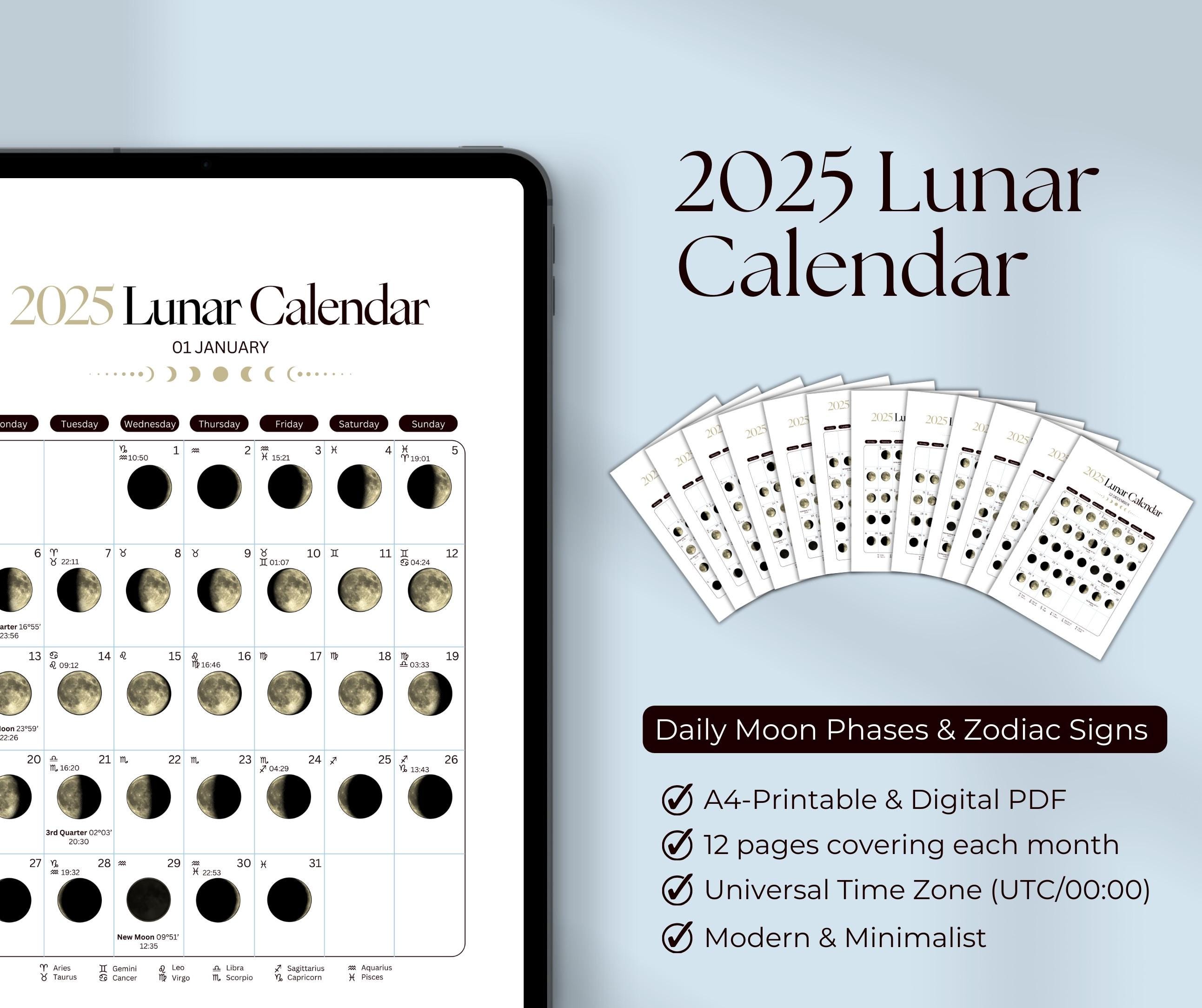 坂本龍一 坂本図書 moon calendar 2025 2025 Moon Calendar 2025 Lunar Calendar Printable PDF Full