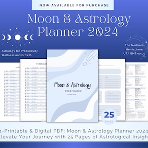2024 Moon & Astrology PDF Planner, Moon Phases, Planetary Ingresses, Retrogrades, Zodiac, Moon in Signs, Astrology Calendar - PDF Printable