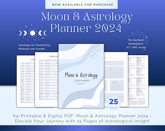 2024 Moon & Astrology PDF Planner, Moon Phases, Planetary Ingresses, Retrogrades, Zodiac, Moon in Signs, Astrology Calendar - PDF Printable