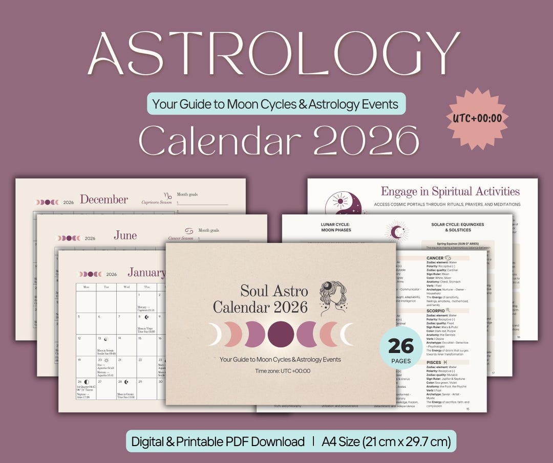 2026 Astrology & Lunar Calendar | Zodiac Signs, Moon Phases, Planetary ...