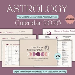 2026 Astrology & Lunar Calendar | Zodiac Signs, Moon Phases, Planetary Ingresses, Retrogrades | UTC +00:00 | PDF Printable | Spiritual Gift