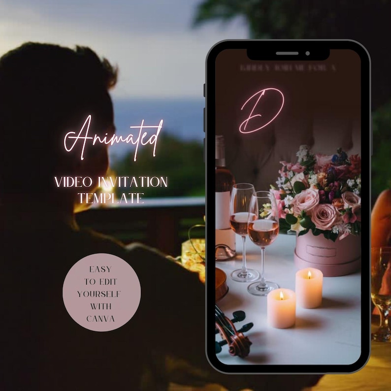 Animated Date Night Invitation Template: Editable Video Invite (canva ...