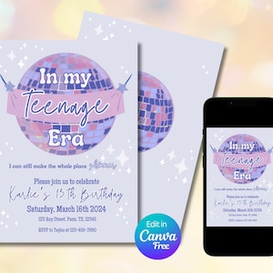 In My Teenage Era Birthday Invitation | In My 13Th Birthday Era Party Invitation Template | Eras Tour Birthday Invitation