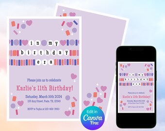 In My Birthday Era Friendship Bracelet Invitation | Girl Birthday Invitation | Birthday Era Invitation Template | Eras Party Invite