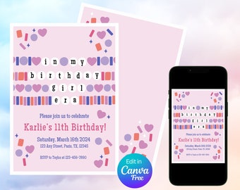 In My Birthday Girl Era Friendship Bracelet Invitation | Girl Birthday Invitation | Birthday Era Invitation Template | Eras Party Invite