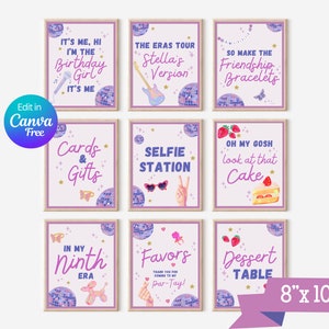 Birthday Era Swiftie Icon Set of 12 Party Posters 8x10| Girl Birthday Decorations | Birthday Era poster Template | Eras Party Posters