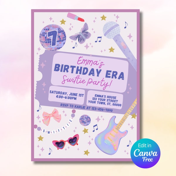 In My Birthday Era Swiftie Icon Invitation | Girl Birthday Invitation | Birthday Era Invitation Template | Eras Party Invite