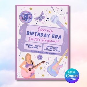 Nell&#39;era del mio compleanno Invito con icone Swiftie / Invito di compleanno per ragazza / Modello di invito dell&#39;era del compleanno / Invito alla festa di Eras