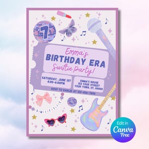 In My Birthday Era Swiftie Party Invitation | Girl Birthday Invitation | Birthday Era Invitation Template | Eras Party Invite