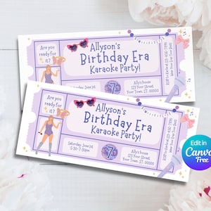 In meinem Geburtstag Era Swiftie Ticket Einladung | Mädchen-Geburtstagseinladung | Birthday Era Einladung Vorlage | Eras Party einladen