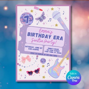 Invito Swiftie per il mio compleanno / Invito per il compleanno di una ragazza / Modello di invito per il compleanno / Invito per la festa di compleanno