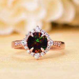 Unique Black Opal Ring, Wedding Ring, Engagement Ring Gift For Her, Black Fire Opal Ring, Anniversary Gift, Birthday Gift, Statement Ring