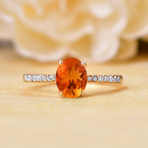 14K Gold Fire Opal Ring, Wedding Ring, Engagement Ring Gift For Her, Mexican Fire Opal Ring, Anniversary Ring, Birthday Gift, Statement Ring