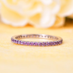 Amethyst Full Eternity Band Ring For Women, Amethyst Wedding Band, Amethyst Ring, Engagement Ring Gift For Her, Anniversary Gift Present