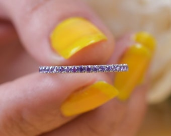 Amethyst Half Eternity Band: Sterling Silver Wedding Ring