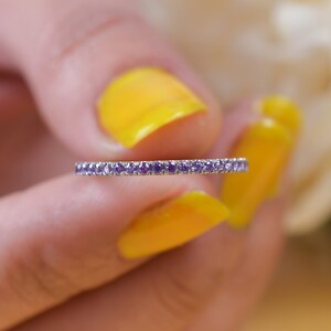 Amethyst Half Eternity Band Ring For Women, Amethyst Wedding Band, Amethyst Ring, Engagement Ring Gift For Her, Anniversary Gift Present