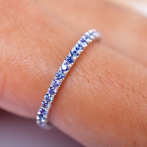 Tanzanite Half Eternity Band Ring For Women, Tanzanite Wedding Band, Tanzanite Ring, Engagement Ring Gift For Her, Anniversary Gift Present