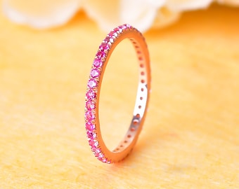 14K Rose Gold Pink Sapphire Eternity Band Ring