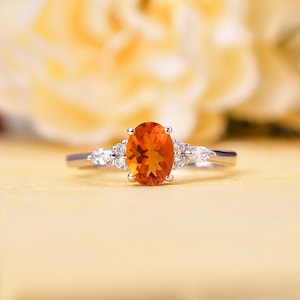 14K Gold Fire Opal Ring, Wedding Ring, Engagement Ring Gift For Her, Mexican Fire Opal Ring, Anniversary Gift, Birthday Gift, Statement Ring
