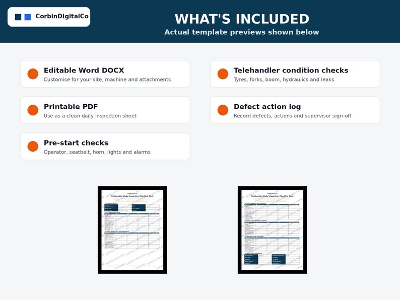 Telehandler Daily Inspection Checklist | Pre Use Telehandler Check ...