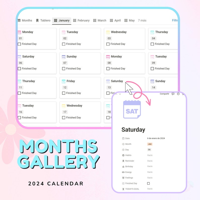 NOTION 2024 Calendar Emotion Tracking Calendar Mood Diary Etsy