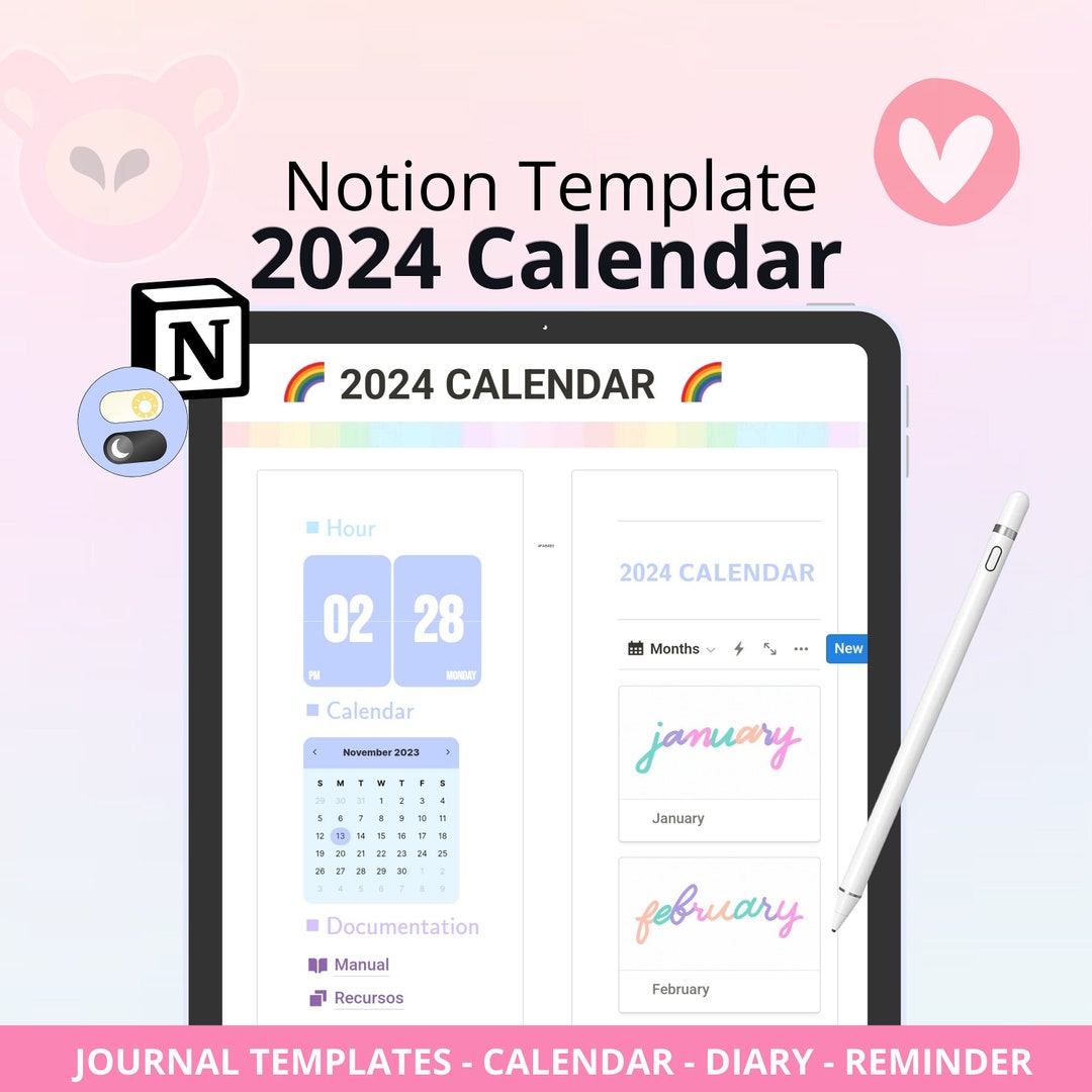 NOTION 2024 Calendar Emotion Tracking Calendar Mood Diary Etsy