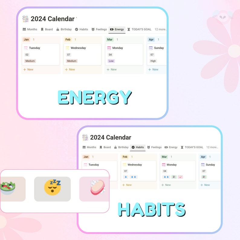NOTION 2024 Calendar Emotion Tracking Calendar Mood Diary Etsy