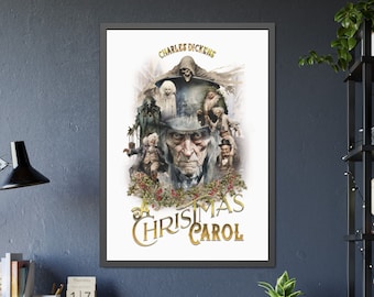 Une copie d'art encadrée d'un chant de Noël | Décoration murale Picsou Dickens