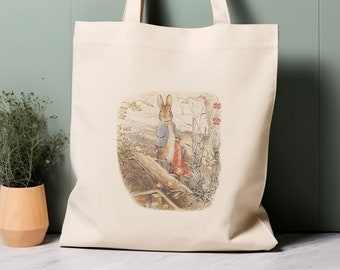Beatrix Potter, Peter Rabbit Tote Bag. 100% Cotton Eco-friendly aesthetic shopping bag, bag for life