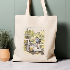 Winnie the Pooh Tote Bag. 100% Cotton Eco-friendly aesthetic shopping bag, bag for life