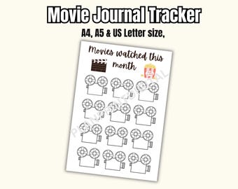 Movies Watched Tracker | Bullet Journal Printable (A4, A5, US Letter)
