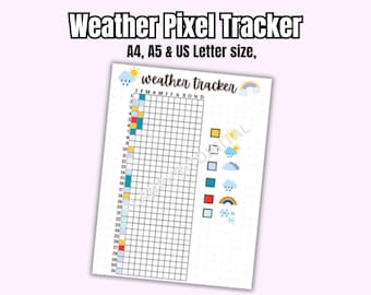 Weather Pixel Tracker Printable | Bullet Journal (PDF Digital Design)