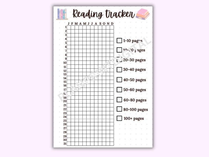 Reading Pixel Tracker | Printable Tracker Page | Yearly Pixel Tracker ...