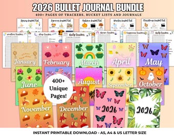 2026 Bullet Journal Bundle – Printable Planner Kit (Digital Download)