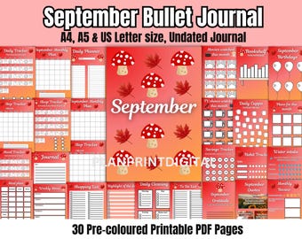 Toadstool September Bullet Journal | Printable Planner (Digital Download)