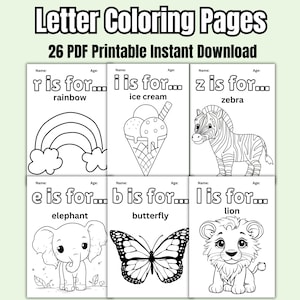 Páginas para colorear de letras del alfabeto para niños / Páginas para colorear de letras imprimibles para niños / Letras preescolares / Actividad preescolar / Descarga instantánea