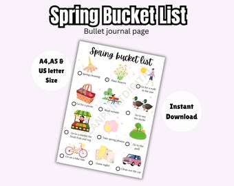 Spring Bucket List Printable | Bullet Journal Activity Page (PDF)