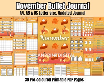 Thanksgiving Bullet Journal | November Planner Pages (Digital Download)