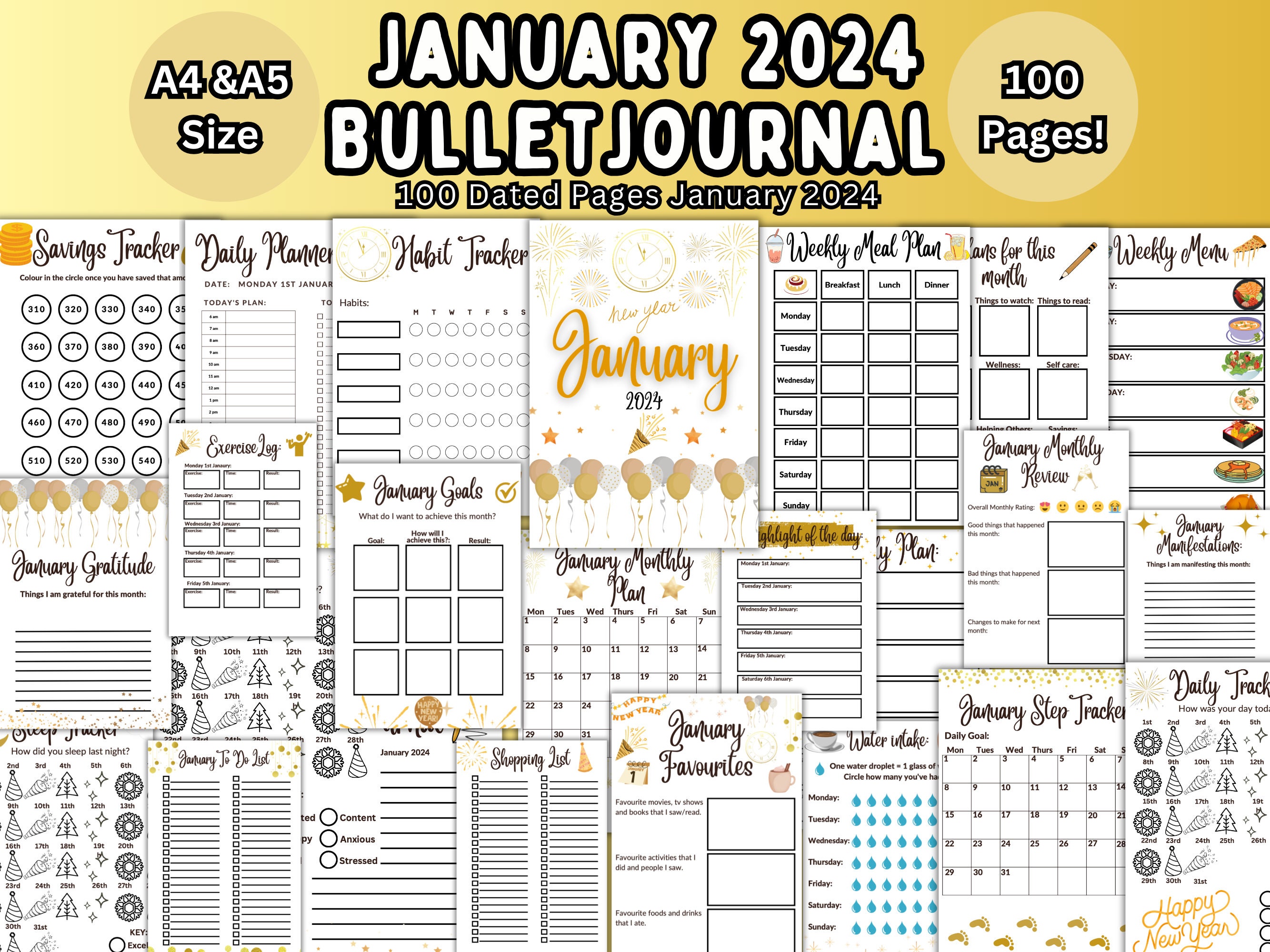 2024 Advanced January Bullet Journal Printable Digital Printable PDF ...
