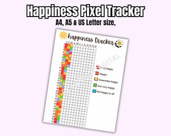 Happiness Pixel Tracker | Printable Bullet Journal Insert (PDF)