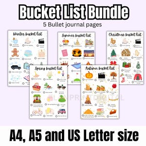 Seasonal Bucket List Bundle | Printable journal pages | Winter Bucket list | Christmas Bucket list | Bullet Journal Bucket List Pages