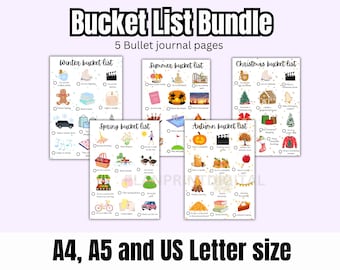 Seasonal Bucket List Bundle | Printable Bullet Journal Pages (PDF)